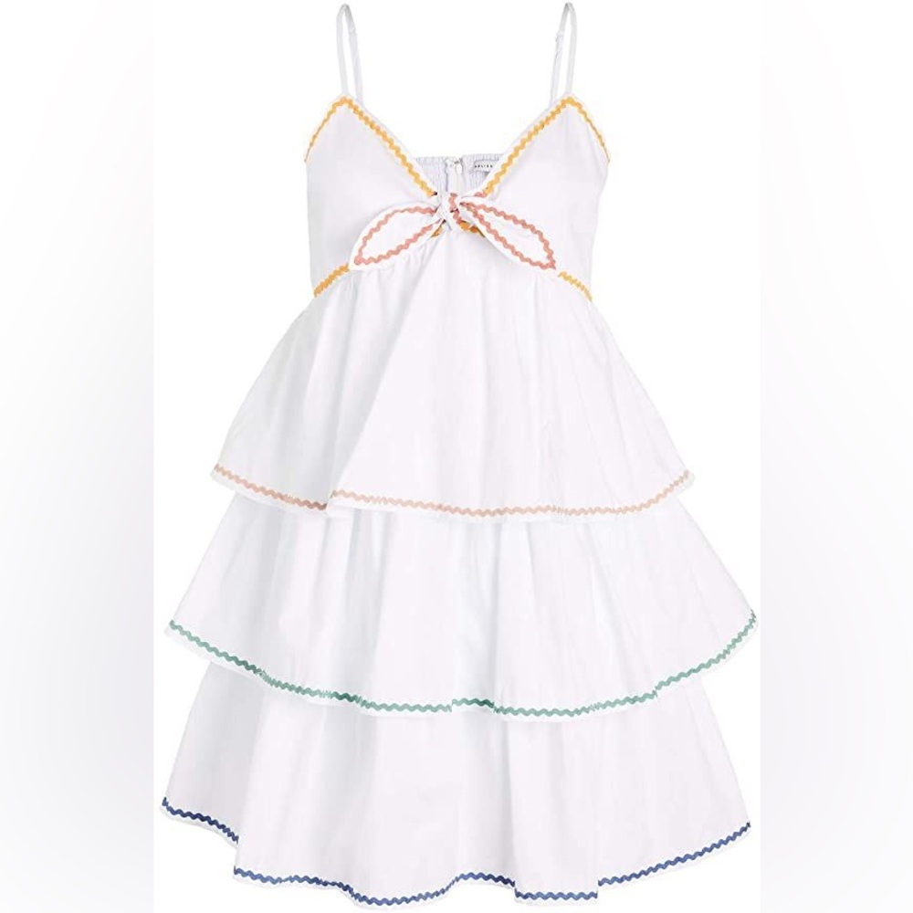 English Factory Colorblock Wave Trim 3 Tiered Dress Size Medium